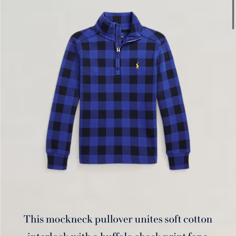 Ralph Lauren Blue Checkered Mockneck Pullover
